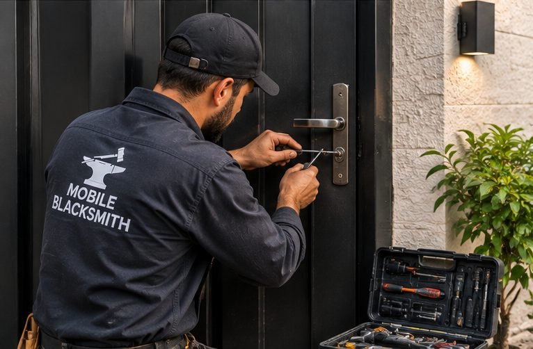 Repairing a steel door lock on site